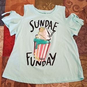 Girl's cold-shoulder sequined graphic tee